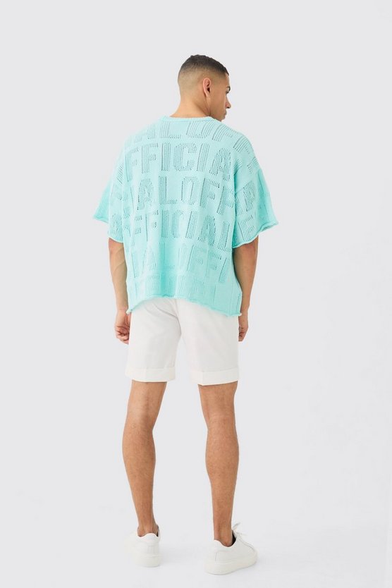 Oversize T-Shirt in Hellblau mit Logo