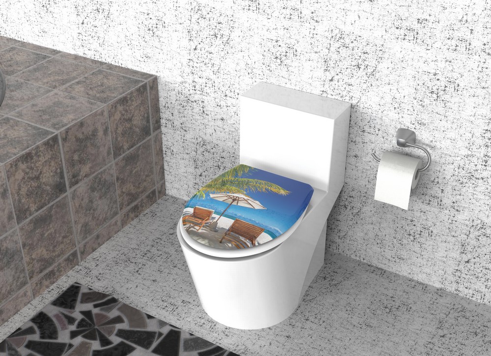 K&H Sanitary Duschwell Duroplast WC-Sitz mit Motiv - Meeresblick