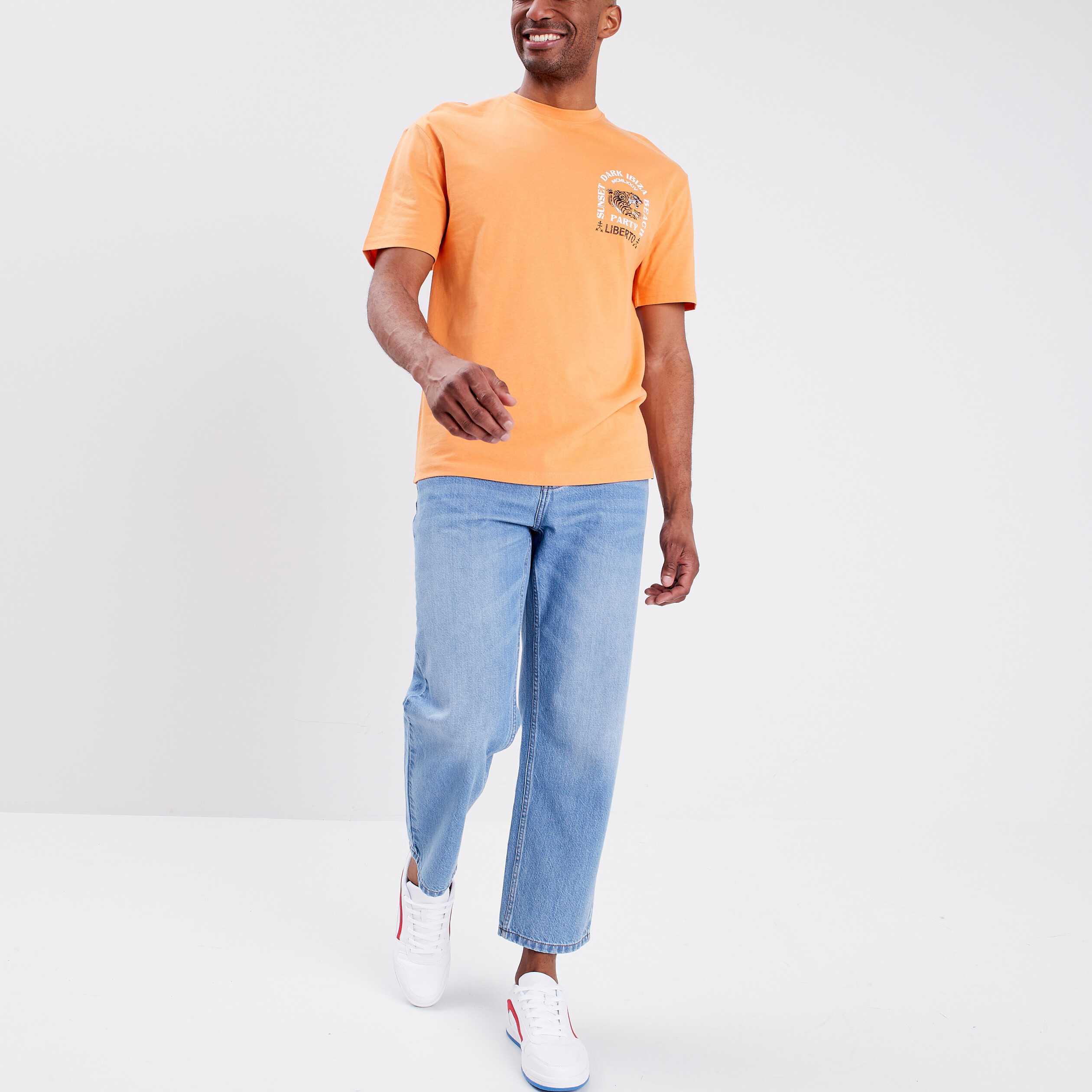 T-shirt manches courtes Liberto orange clair homme | La Halle