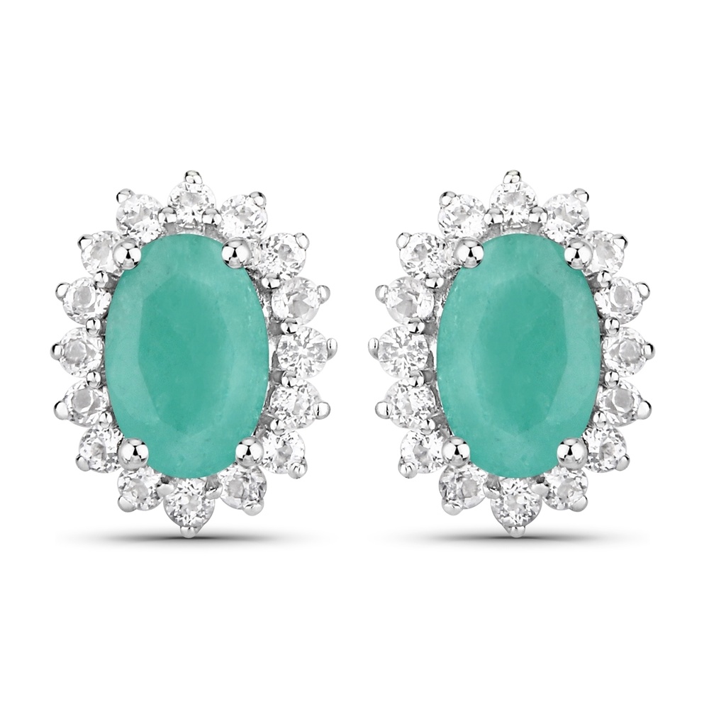 Rafaela Donata Boucles doreilles Argent sterling Emeraude en Argent Bijoux