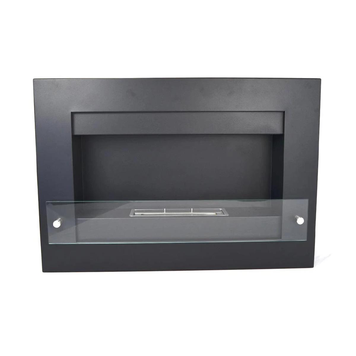 ScandiFlames Nebraska Ethanol Wandkamin, Schwarz, 78 cm Breite, Bioethanol, 1,5 kW