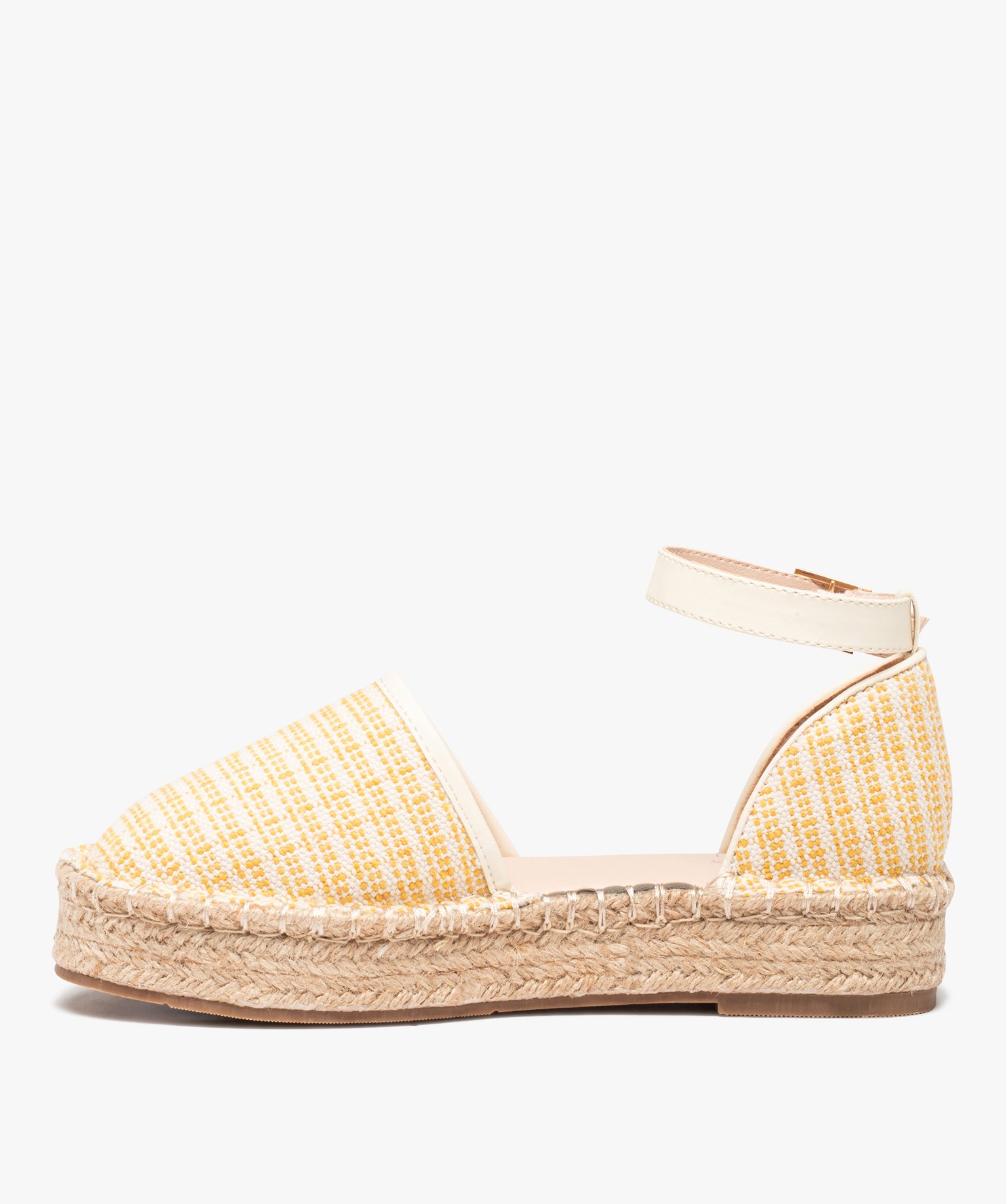 Sandales femme style espadrilles ouvertes sur les ctés jaune | GEMO