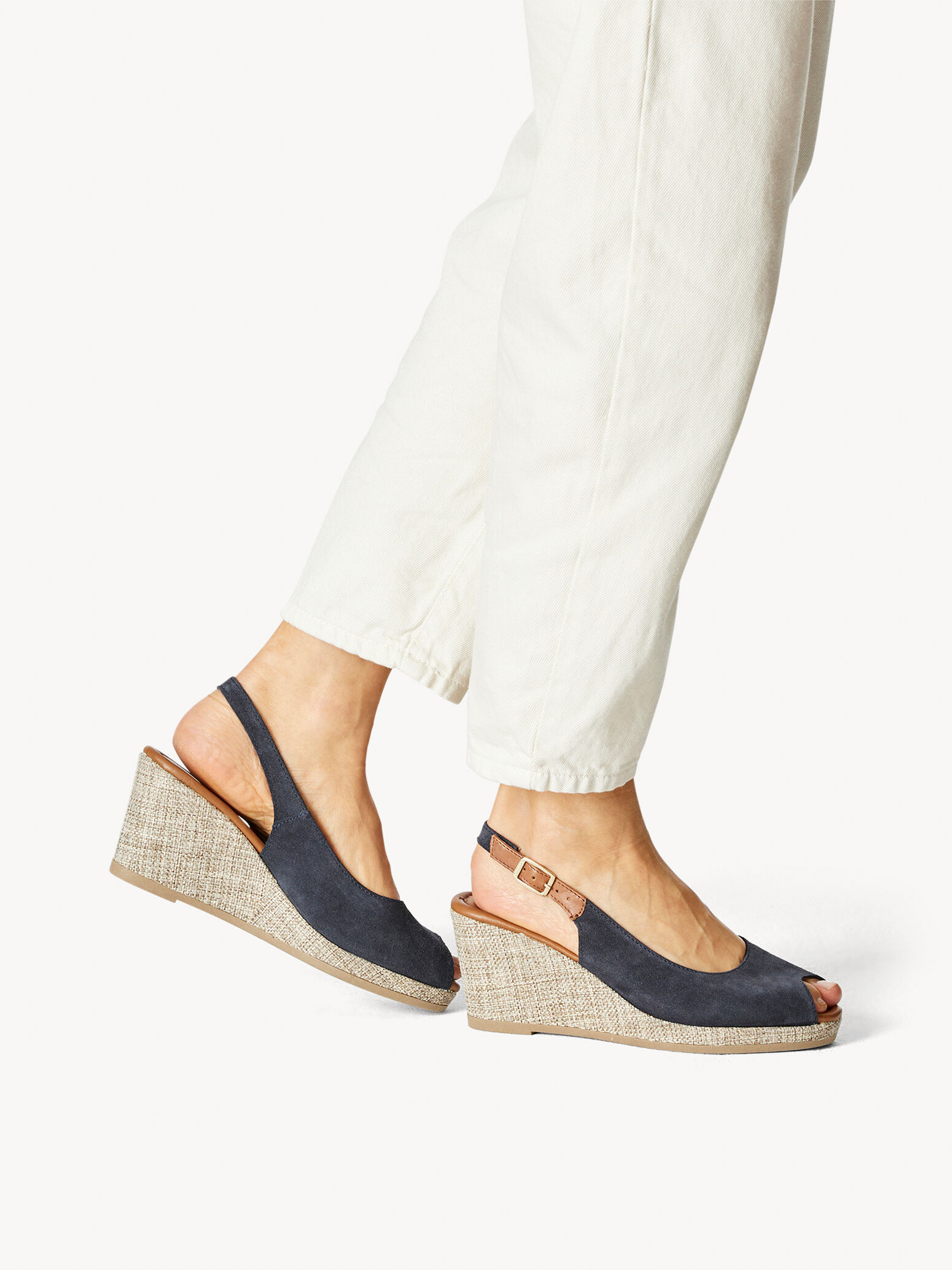 Sandale à talon en cuir - bleu