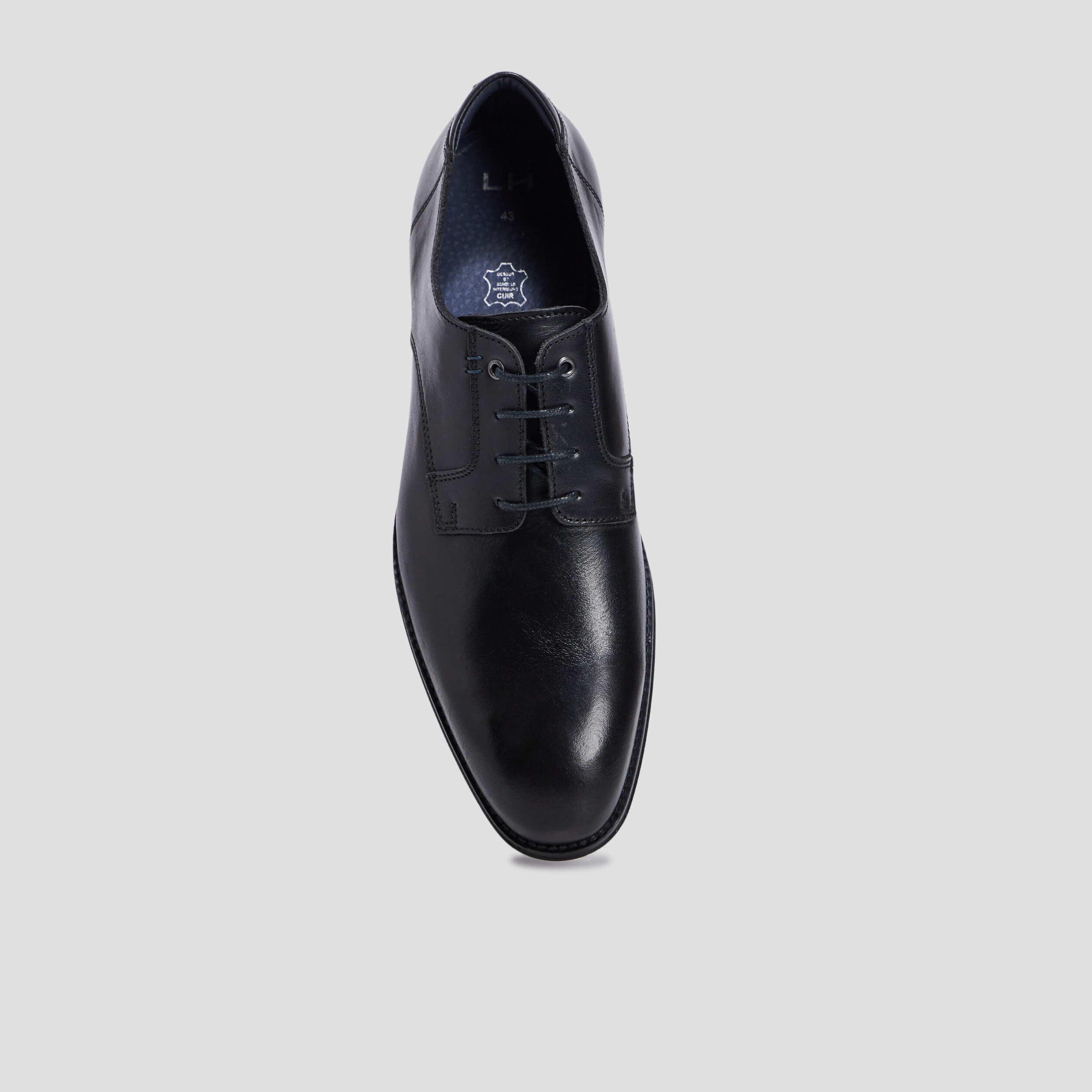 Derbies à lacets en cuir noir homme | La Halle