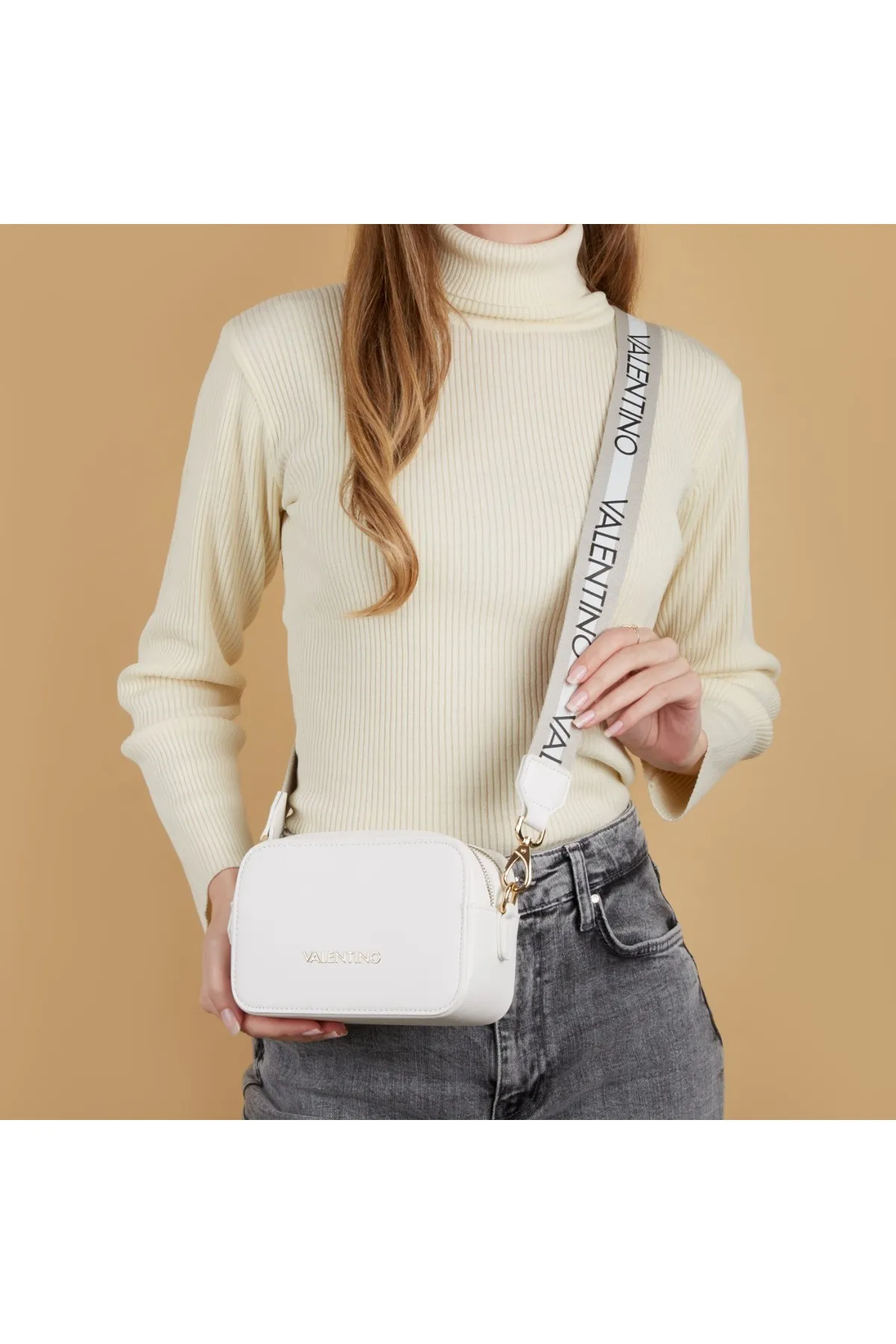 1'ASLAN  Valentino Bags Zero Damen Umhängetasche Weiß Vbs7b306bianco