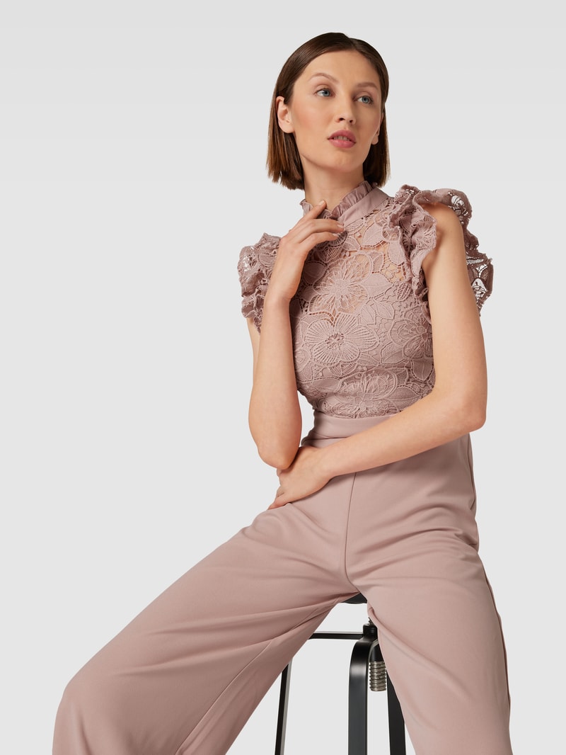 Jumpsuit mit Volantärmeln in rosé