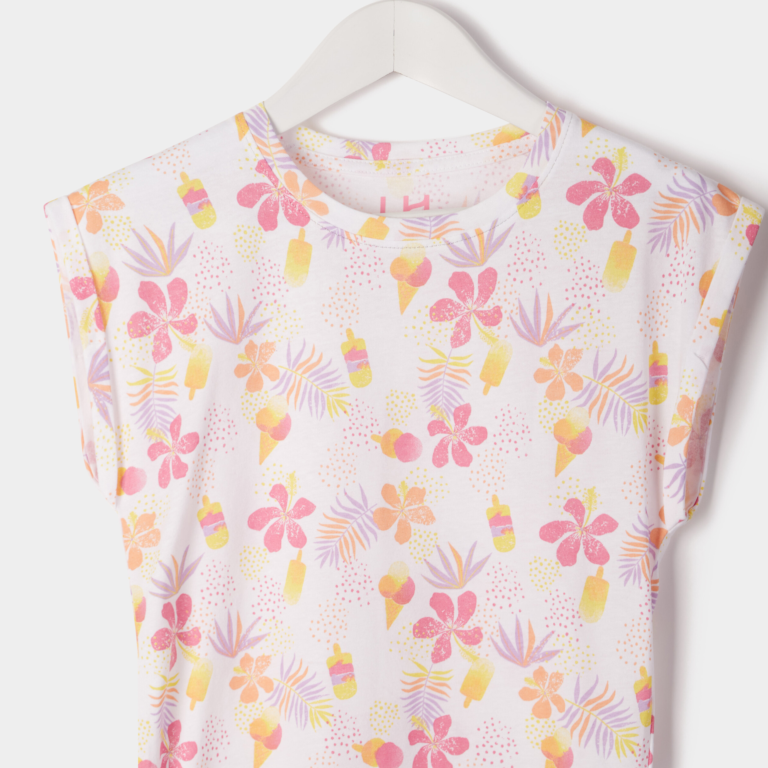 T-shirt coupe droite sans manches blanc fille | La Halle