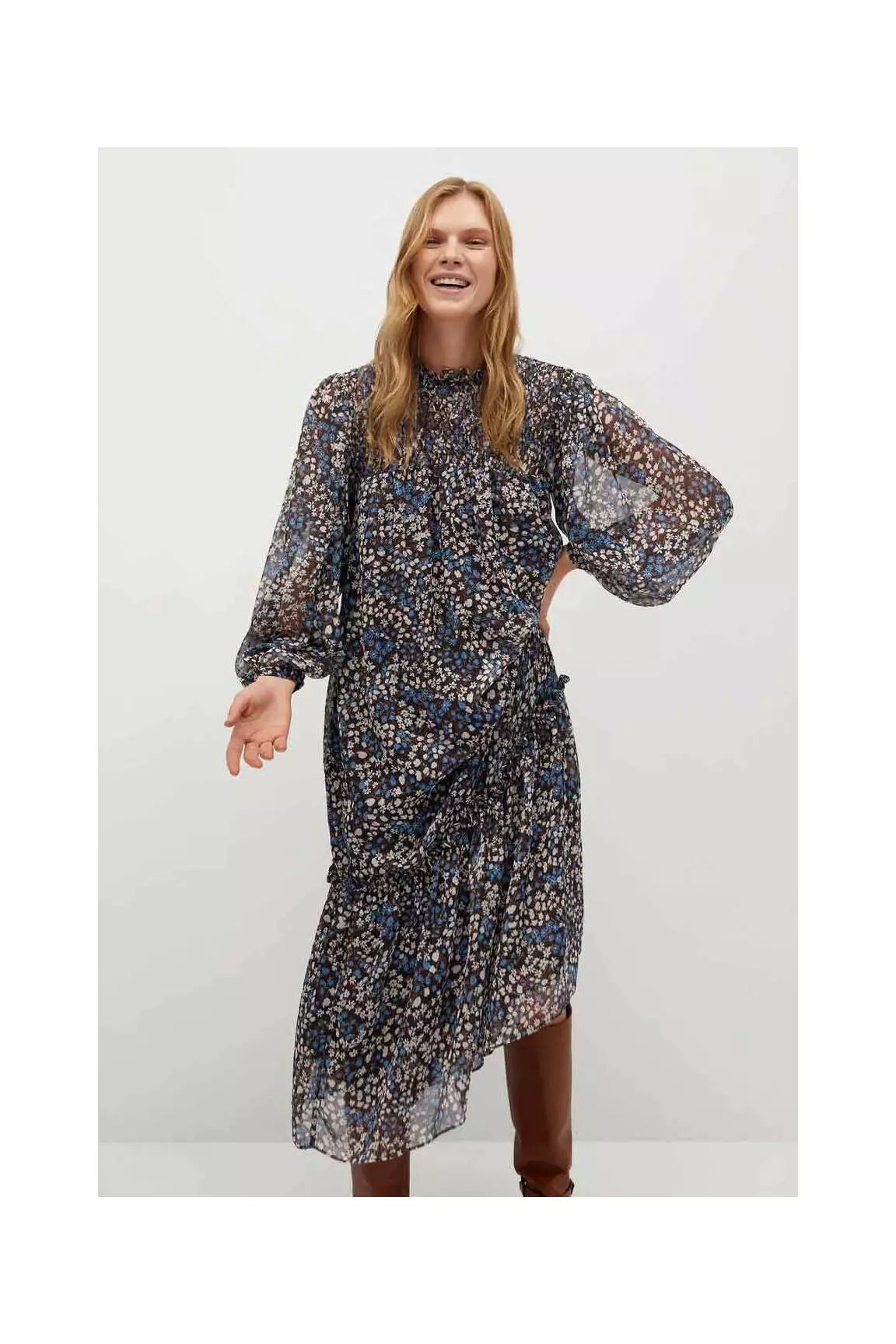 Mango Robes Longues Femme couleur marron