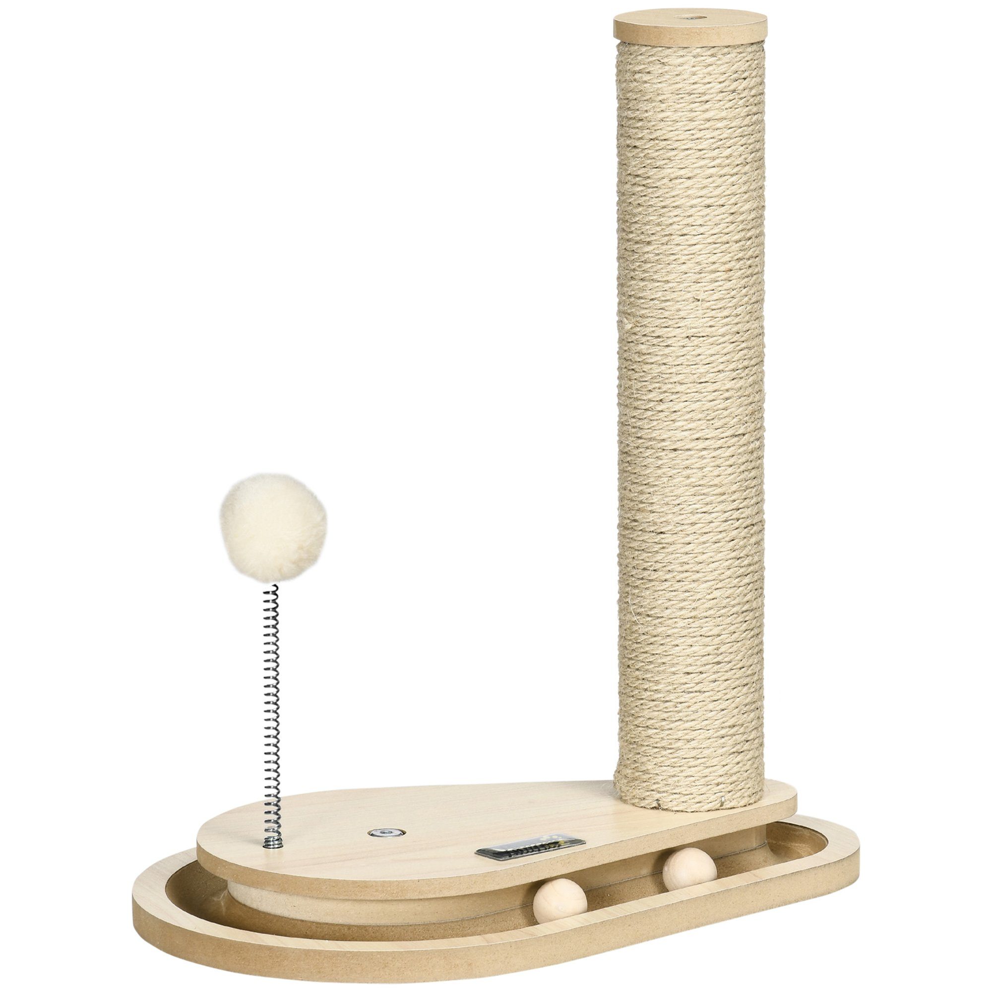 PawHut Kratzbaum für Kitten inkl. Spielzeug, Kugelbahn, Kugel mit Feder, BxTxH: 35x23x40 cm