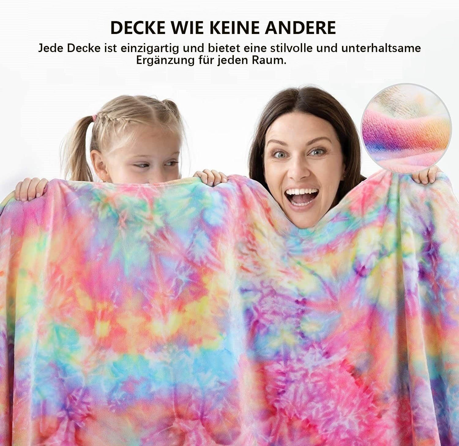 Wohndecke Bunte Kuscheldecke, Hautfreundlich und weich Sofadecke, Elegear, Regenbogen-Überwurf für Mädchen