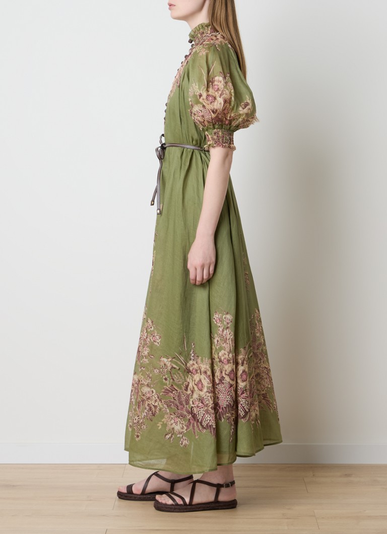 Rochie lungă Zimmermann cu fundă și imprimeu floral.