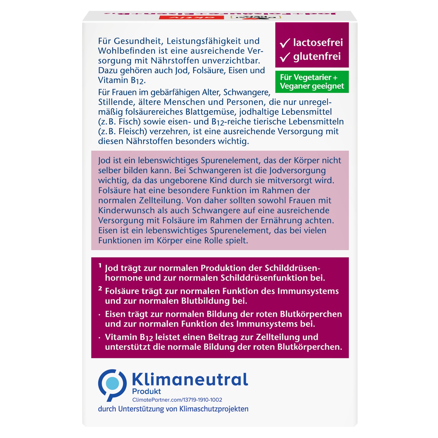 Jod+Folsäure+Eisen+B12