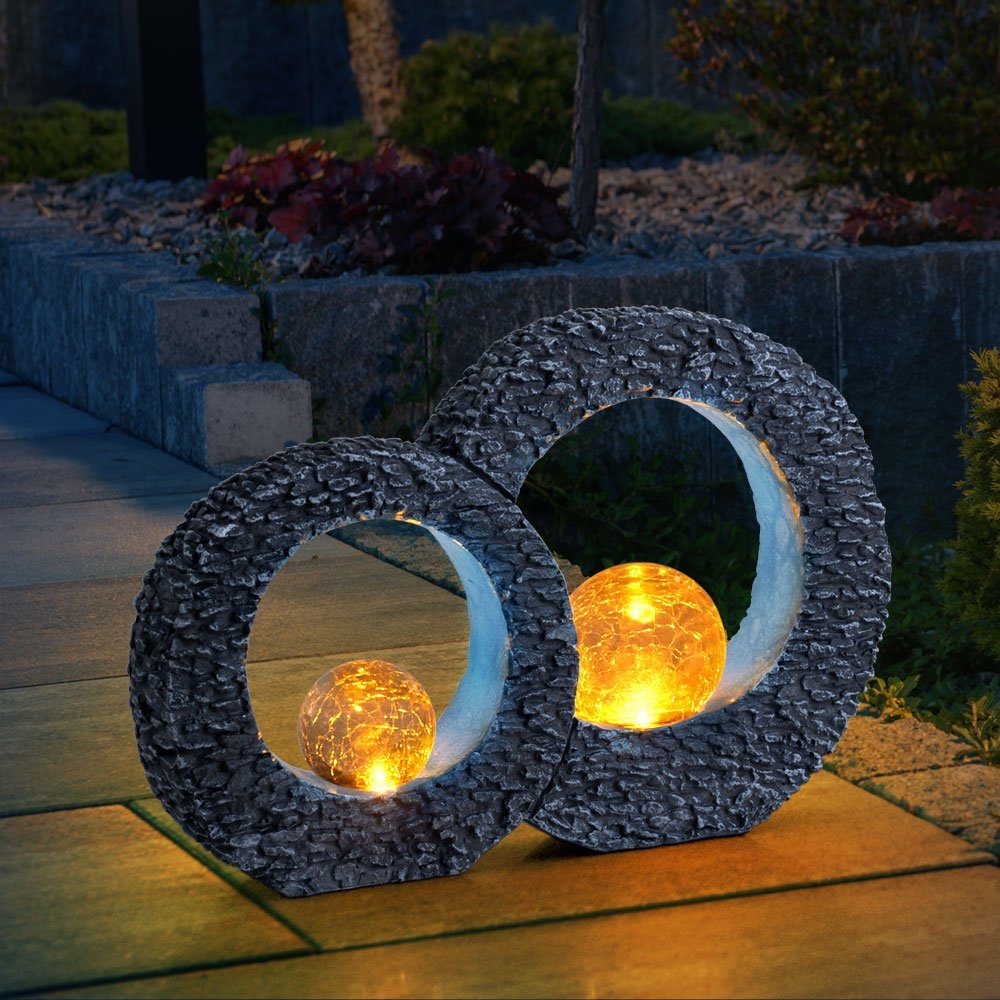 etc-shop LED Solarleuchte, LED-Leuchtmittel fest verbaut, Solar Dekoleuchte Skulptur Gartendeko