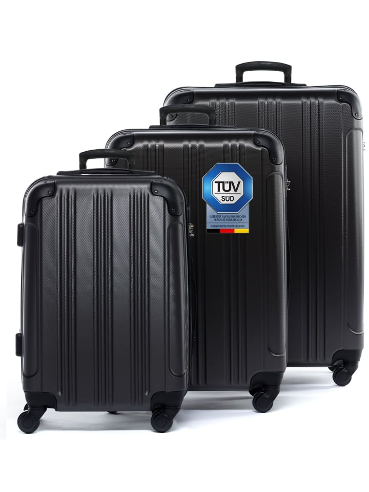 FERGÉ Kofferset Hartschale 3-teilig Hartschale 3 teilig Koffer Set mit Schutzecken QUÉBEC in schwarz günstig kaufen onesize