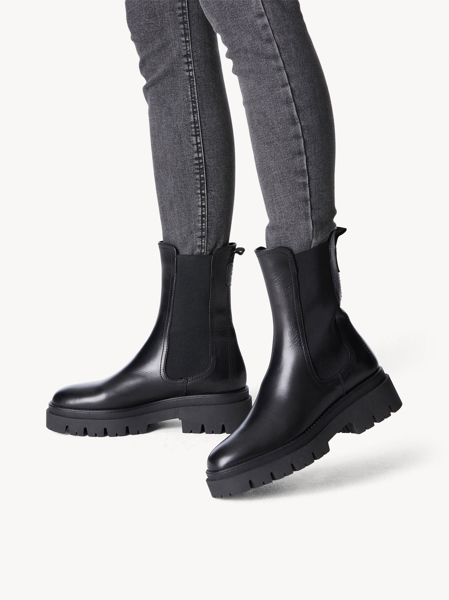 Bottine Chelsea en cuir - noir