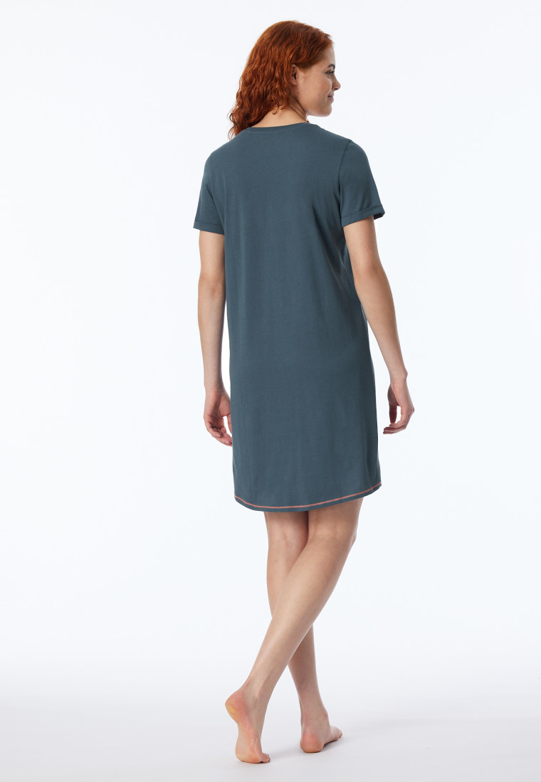 Sleepshirt kurzarm Print jeansblau - Casual Essentials