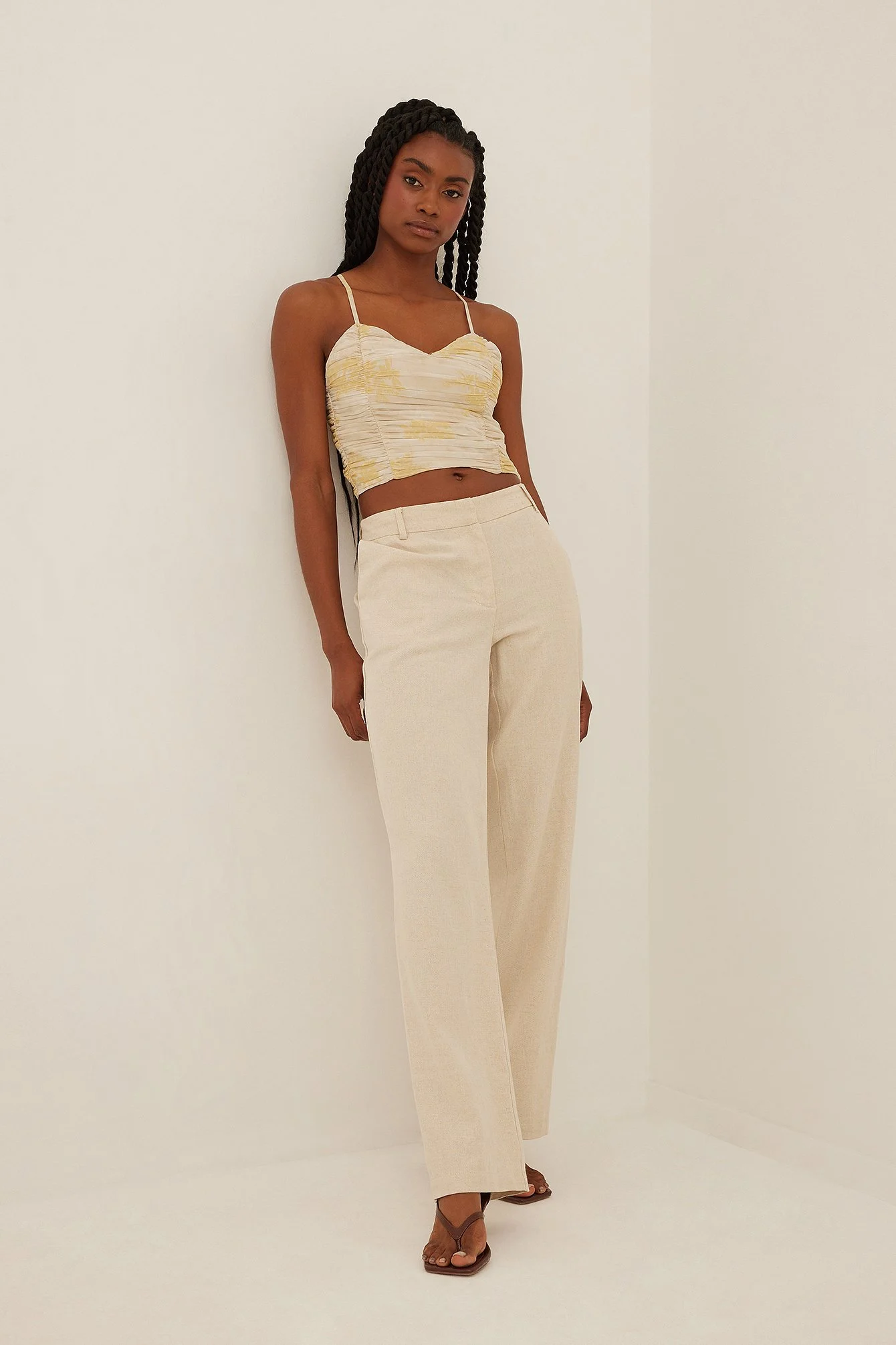 Printed Gathered Chiffon Top