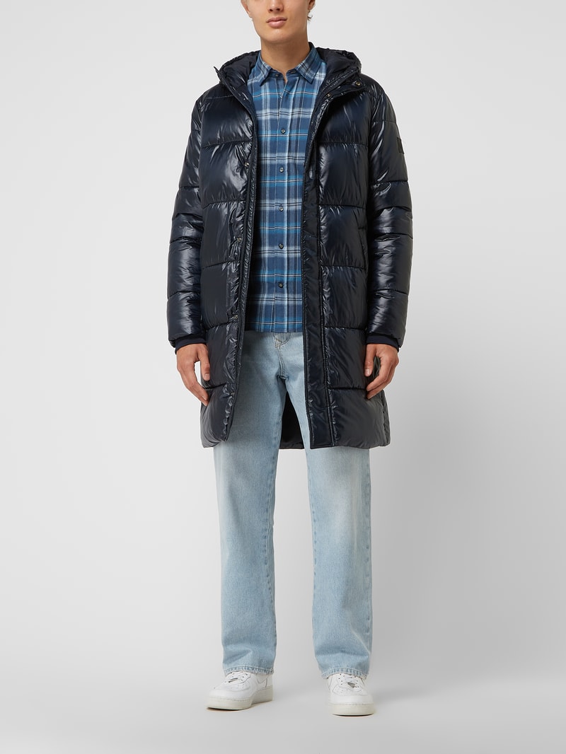 Steppmantel mit Kapuze Modell 'Rogan' in marineblau