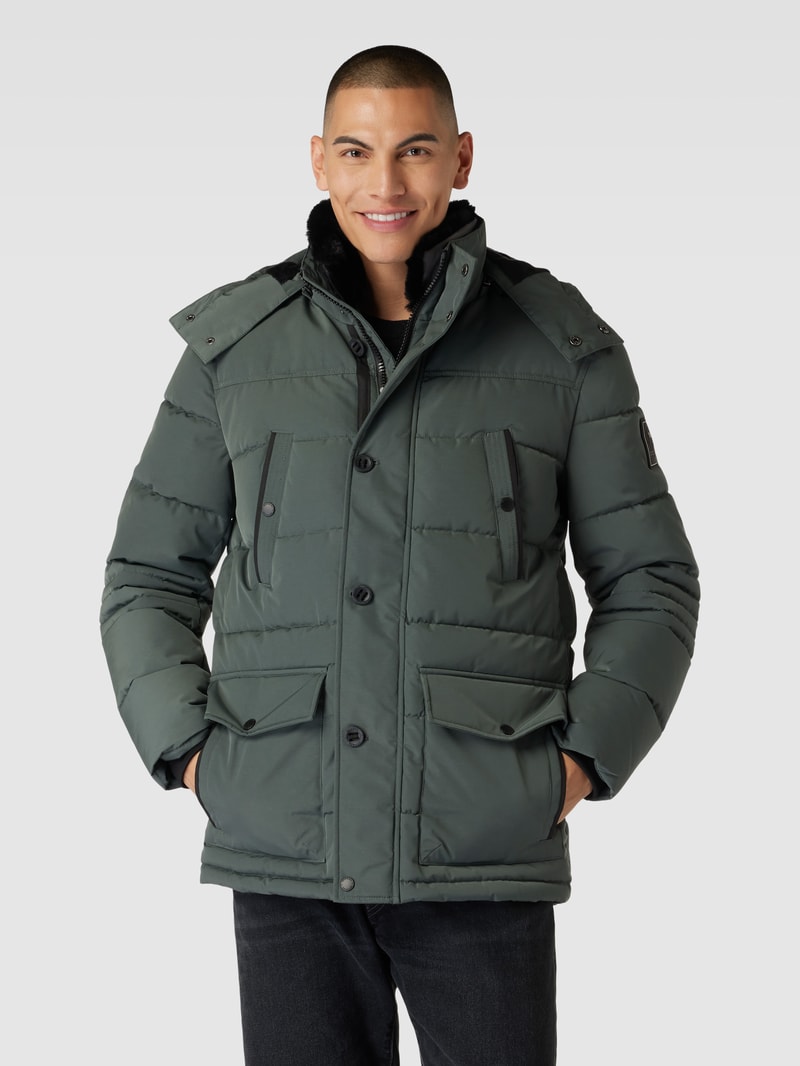 Jacke mit Druckknopfleiste Modell 'CLARK' in olivgrün