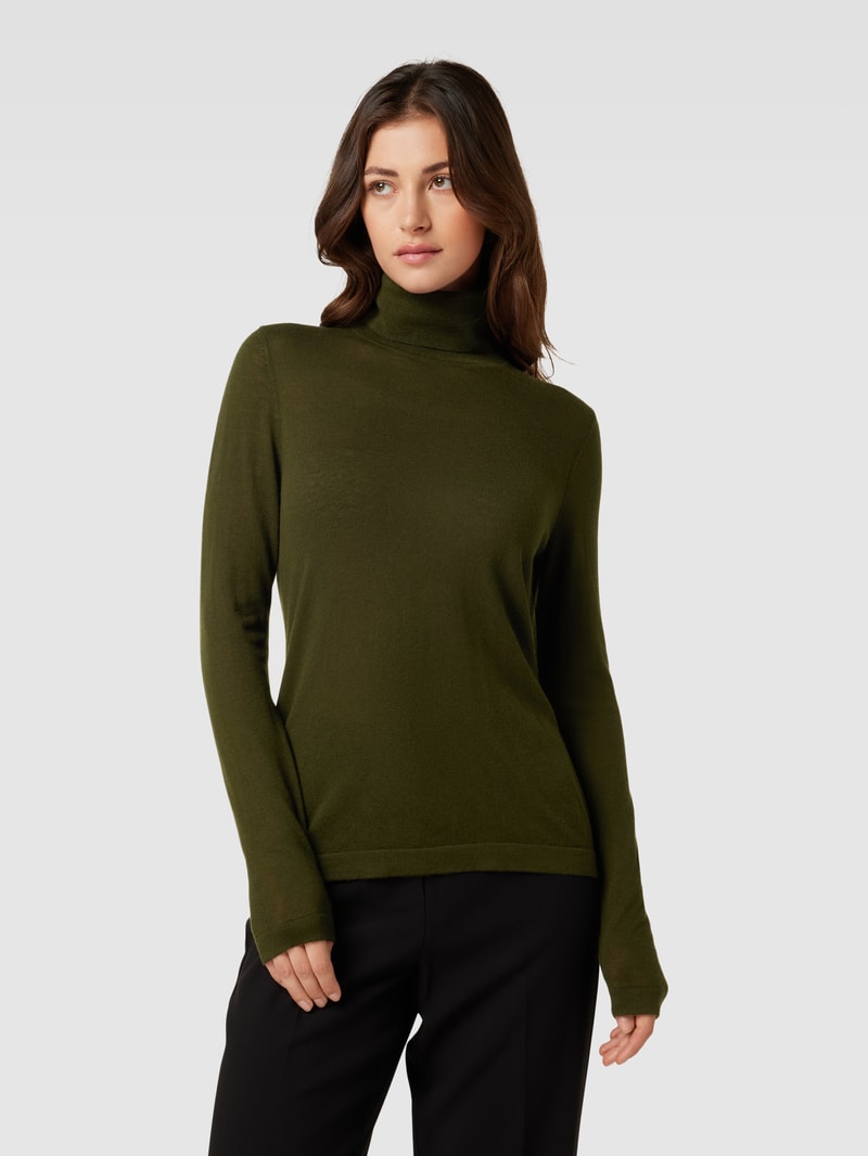Strickpullover mit Rollkragen in olivgrün