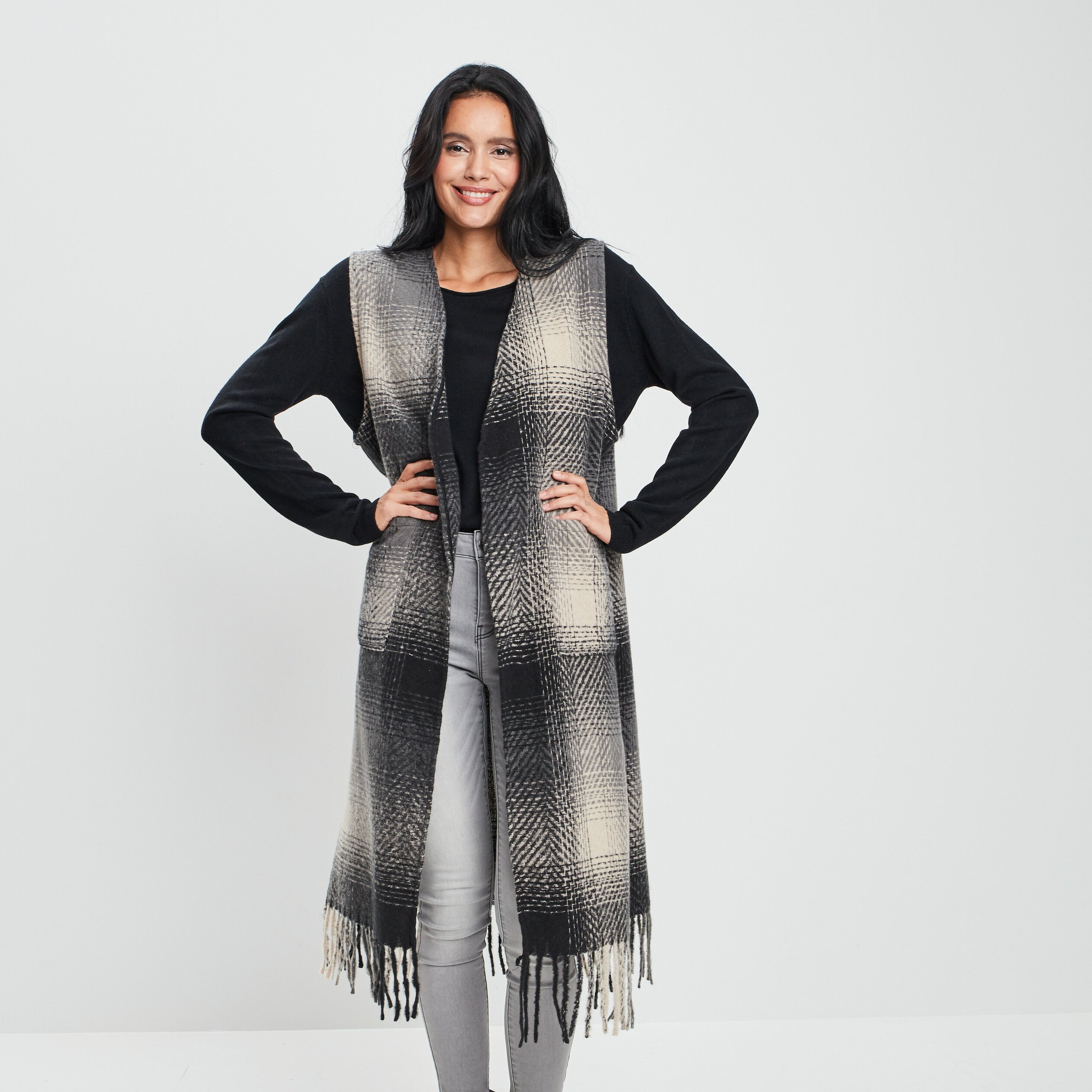 Poncho sans manches marron femme | La Halle