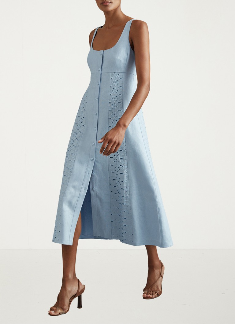 Reiss Clarice lanena midi haljina s vezom