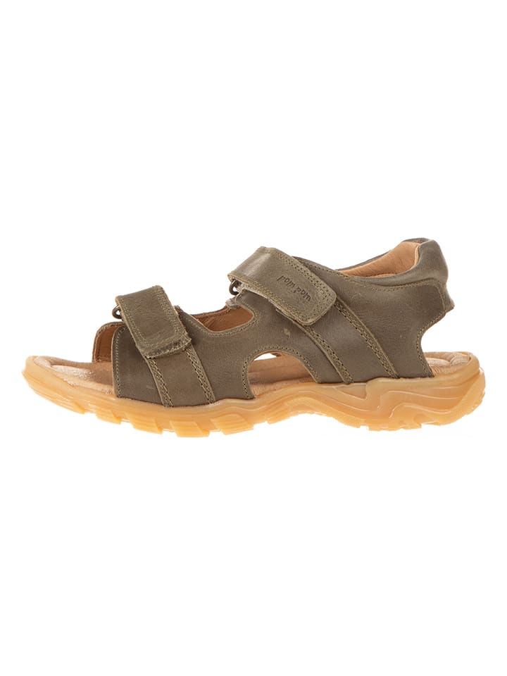 POM POM Leder-Sandalen in Khaki günstig kaufen