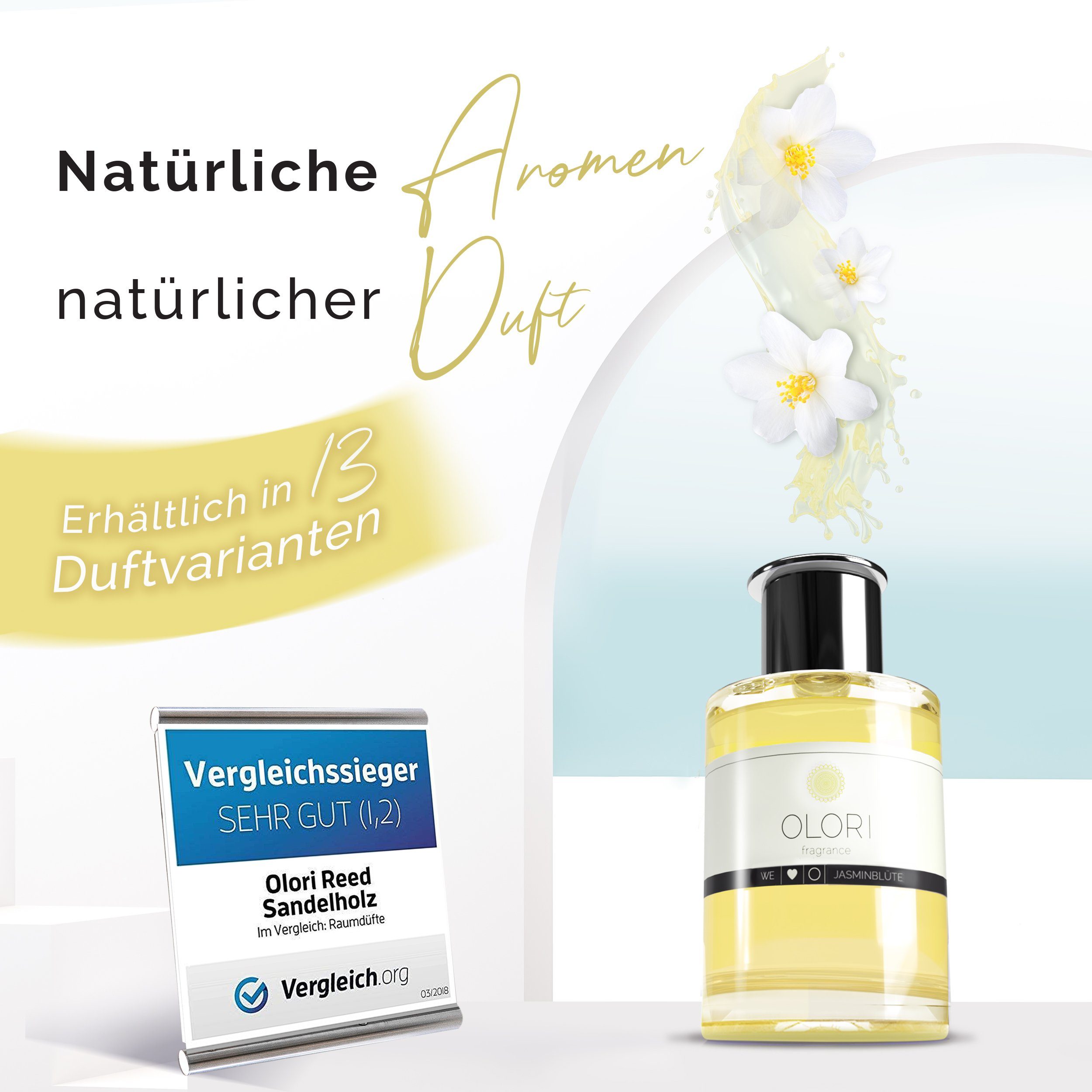 OLORI Raumduft Diffuser I Jasmin I mit ätherischen Ölen I 200 ml (1-St)