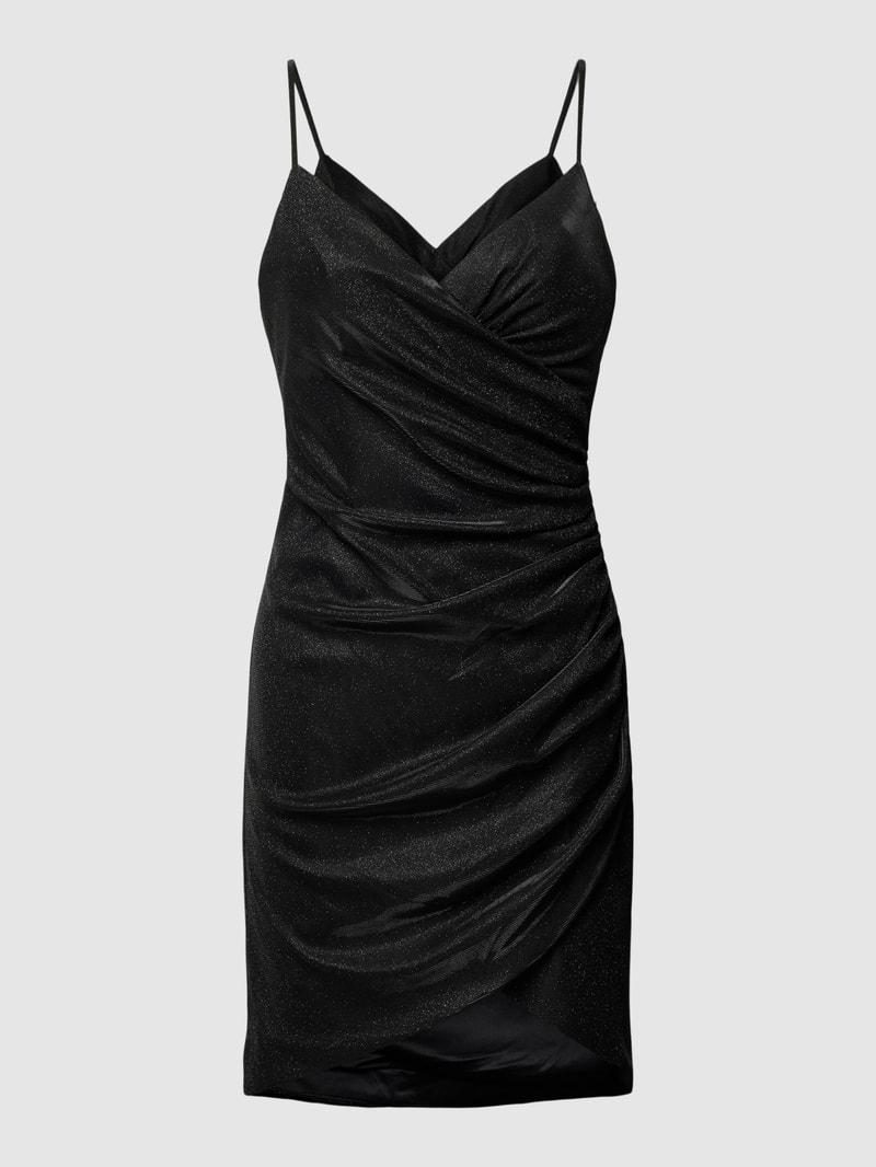 Cocktailkleid mit Effektgarn in schwarz