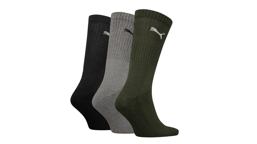 PUMA Unisex Socken Crew 3er Pack green