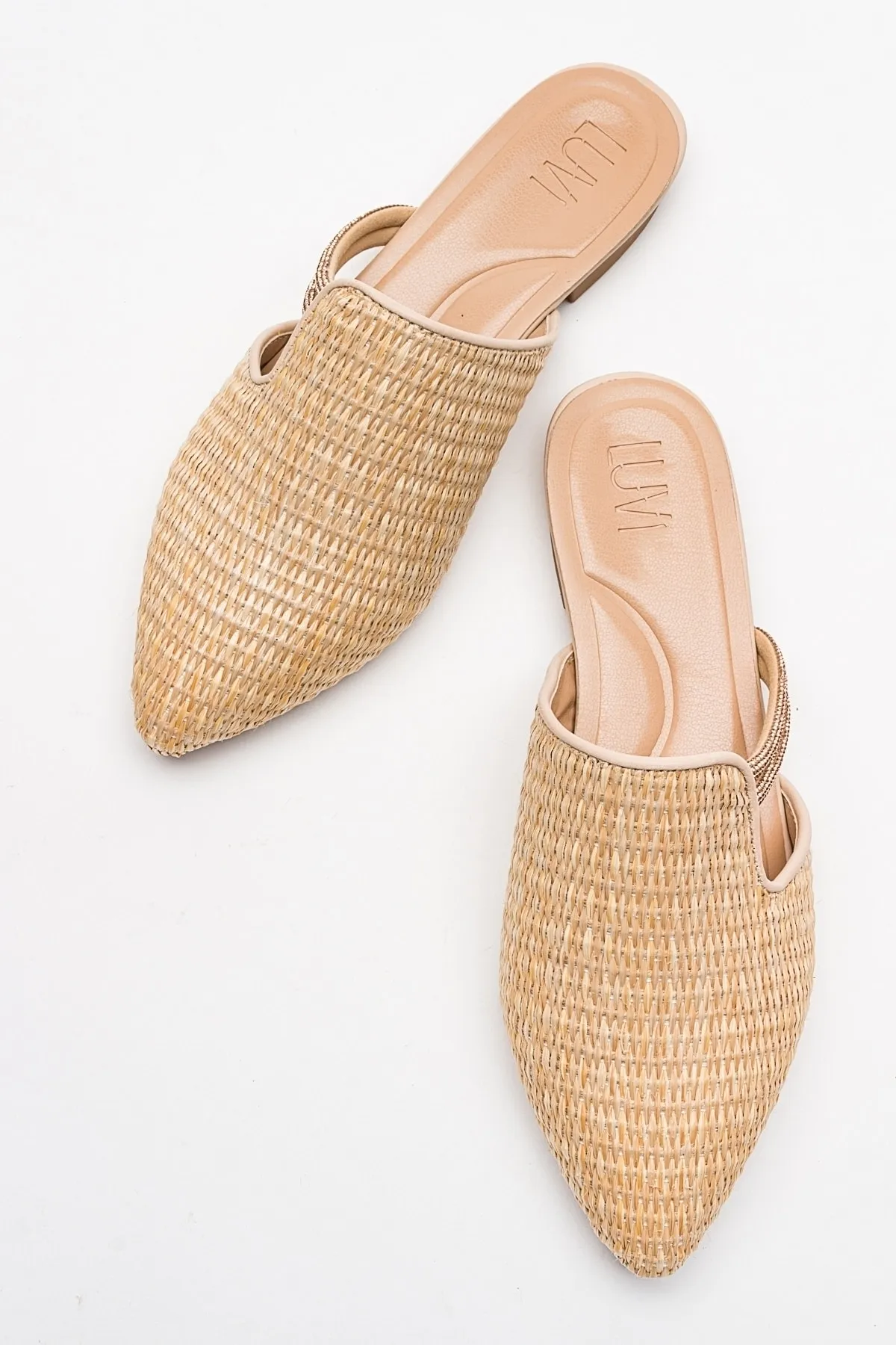 LuviShoes  PESA Damen-Hausschuhe aus cremefarbenem Strohstein