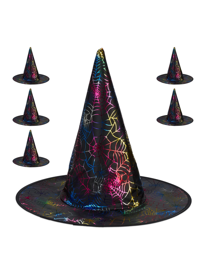 relaxdays 6 x Hexenhut in Schwarz/ Bunt günstig kaufen onesize