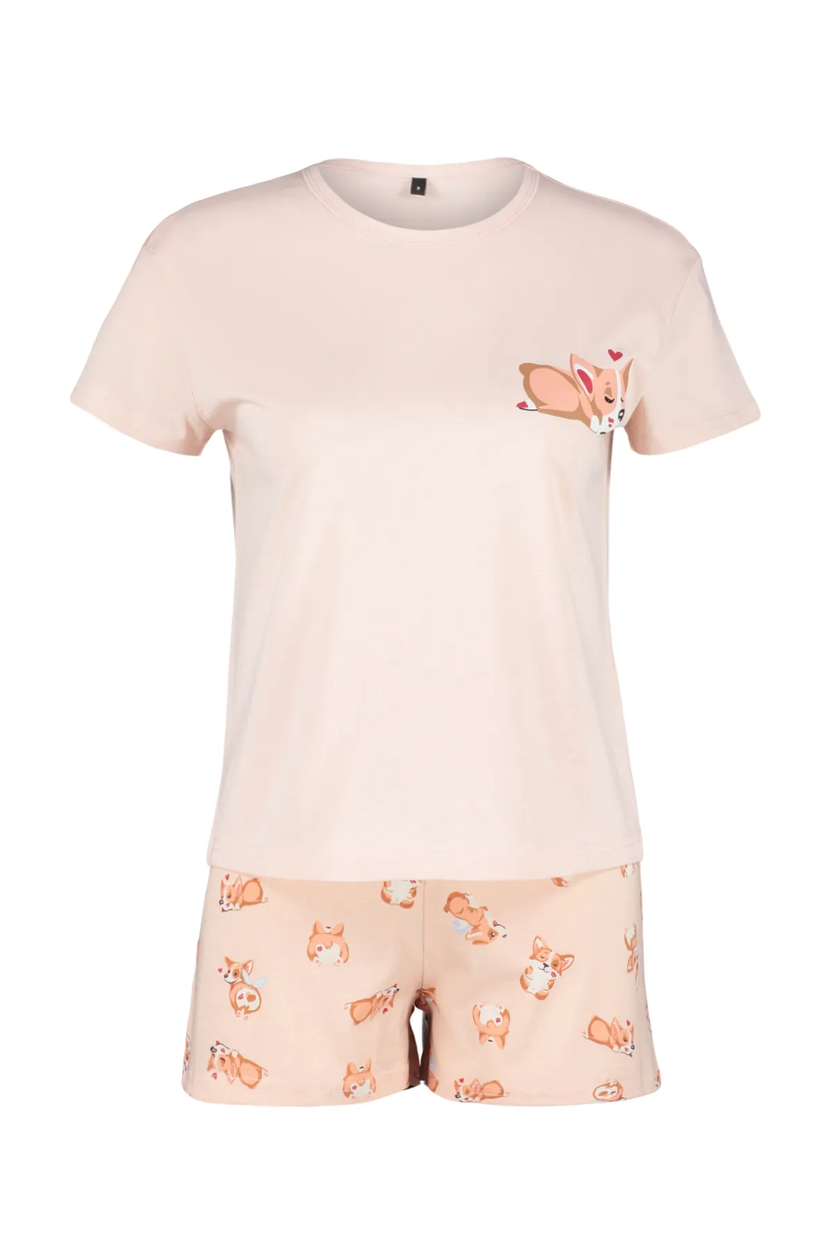 Trendyol Collection  Lachs-mehrfarbiges Pyjama-Set aus 100 % Baumwolle mit Tiermuster THMSS24PT00198