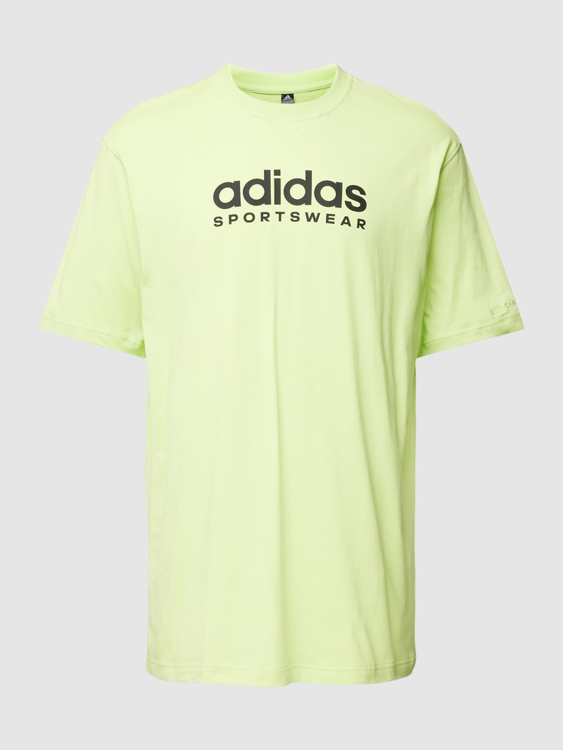 T-Shirt mit Label-Print in neon gelb