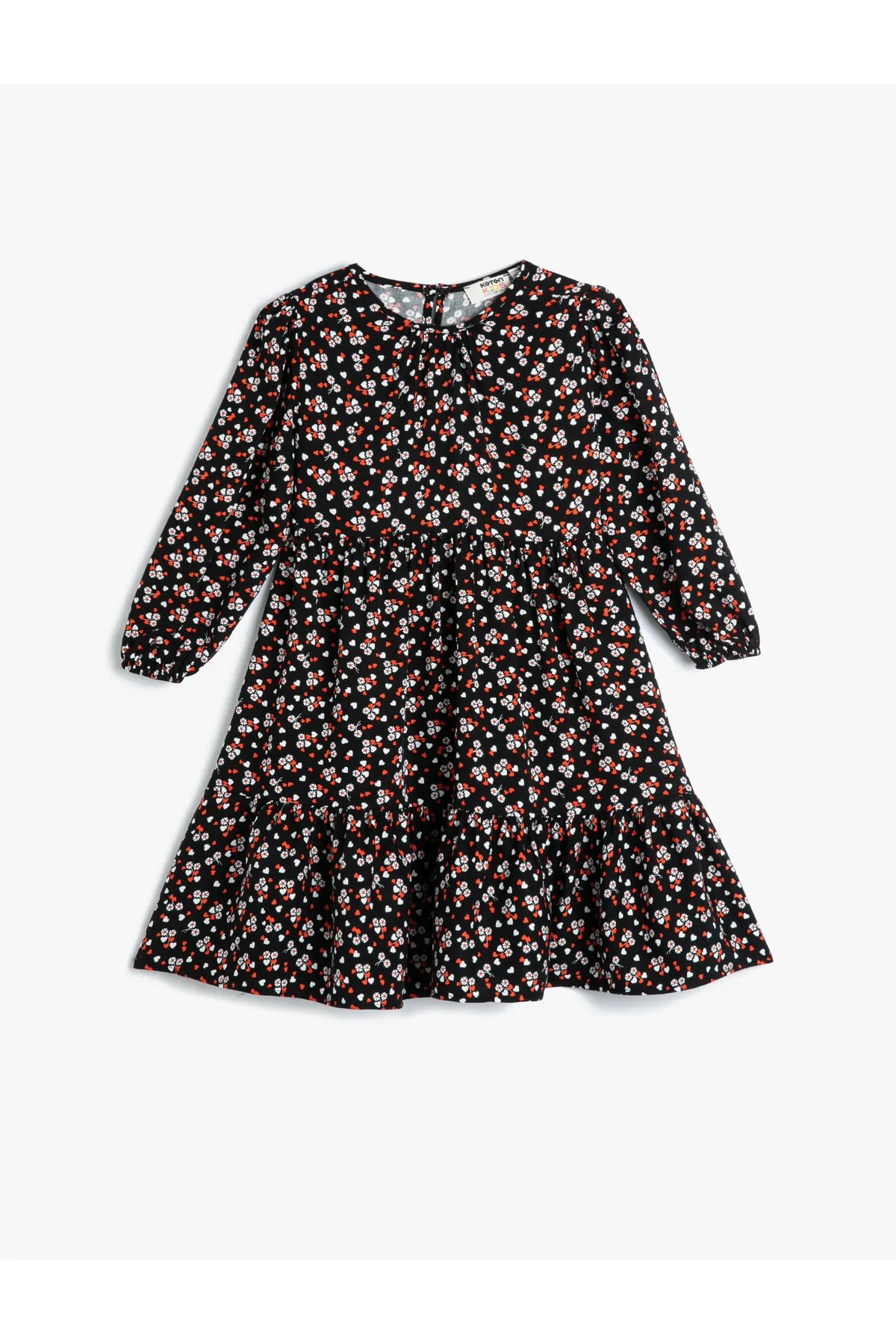 Koton  Kleid mit Blumenmuster, langen Ärmeln, Rundhalsausschnitt und elastischen Bündchen