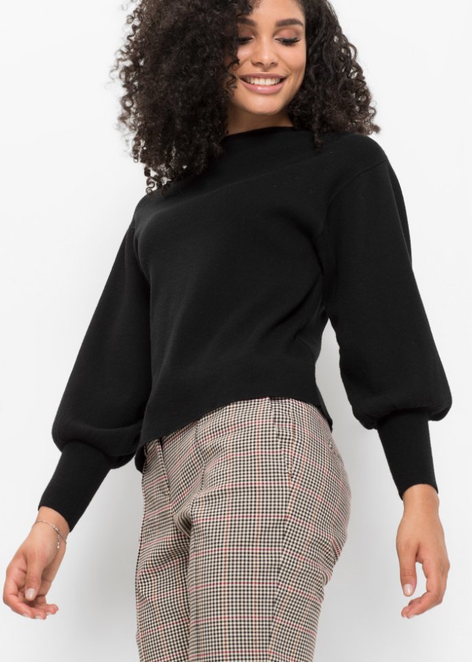 Strickpullover mit Ballonärmeln