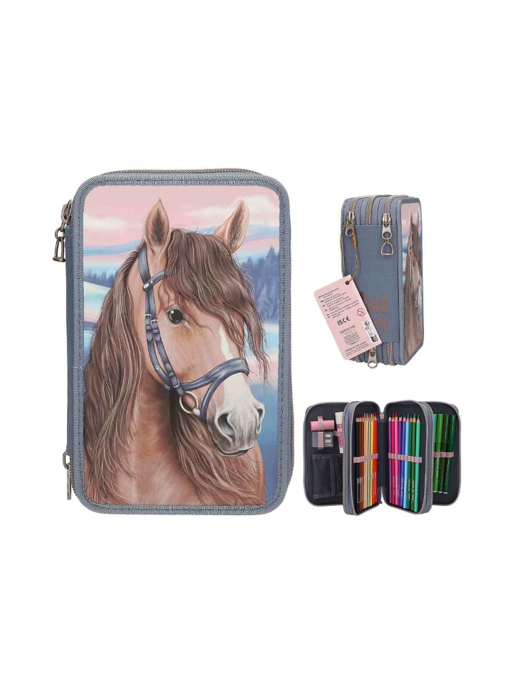 Depesche 3-Fach Federtasche mit 3D-Effekt Miss Melody 20 x 13 x 7,5 cm in rauchblau günstig kaufen onesize