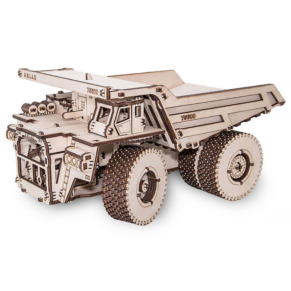 Eco Wood Art 3D-Puzzle Belaz 75600 – Großmuldenkipper – mechanischer Modellbausatz aus Holz, Puzzleteile