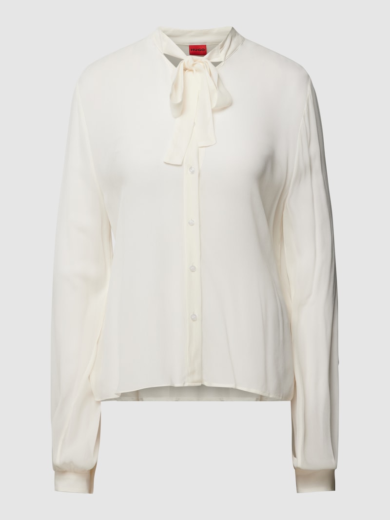 Hemdbluse mit Schleifen-Detail Modell 'Emyana' in offwhite
