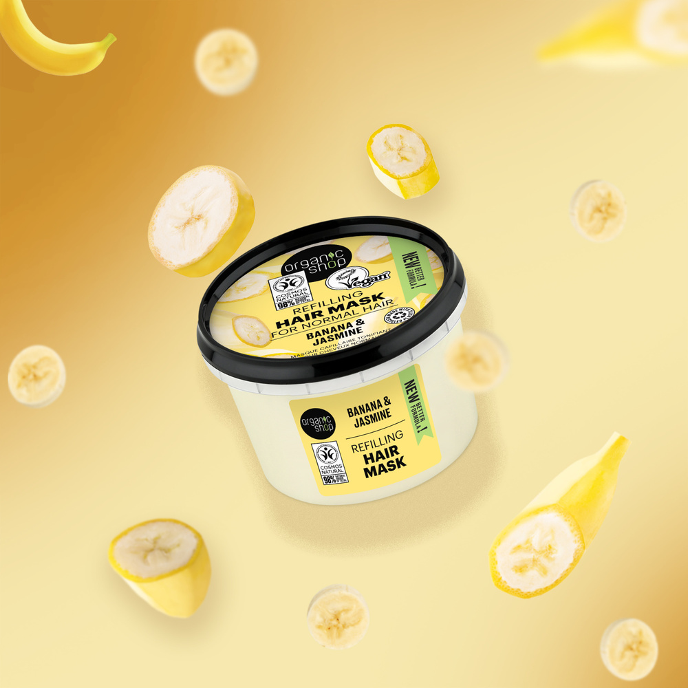 organic shop Masque pour cheveux normaux Banane Jasmin Vegan Naturel Masque cheveux