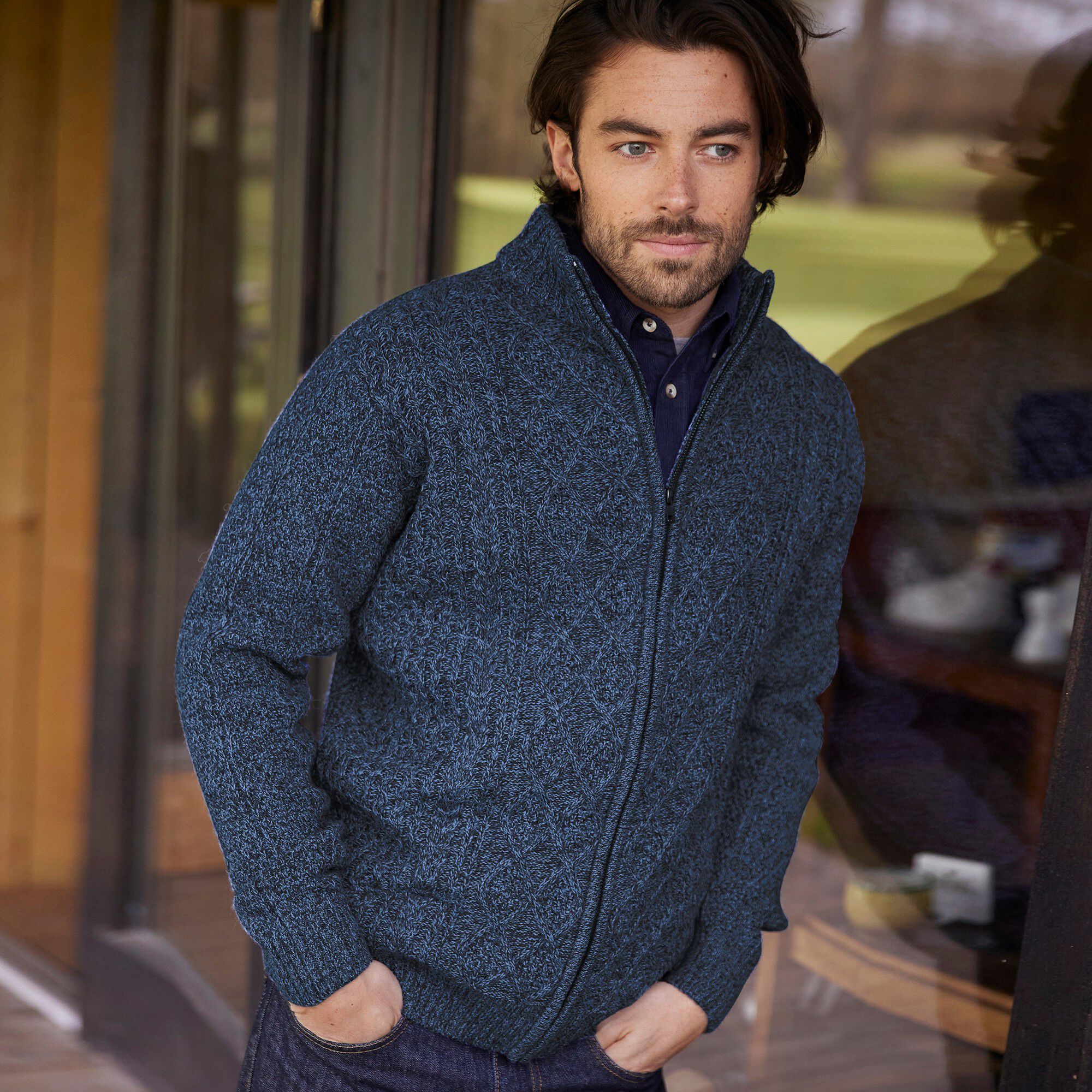 Gilet zippé maille irlandaise
