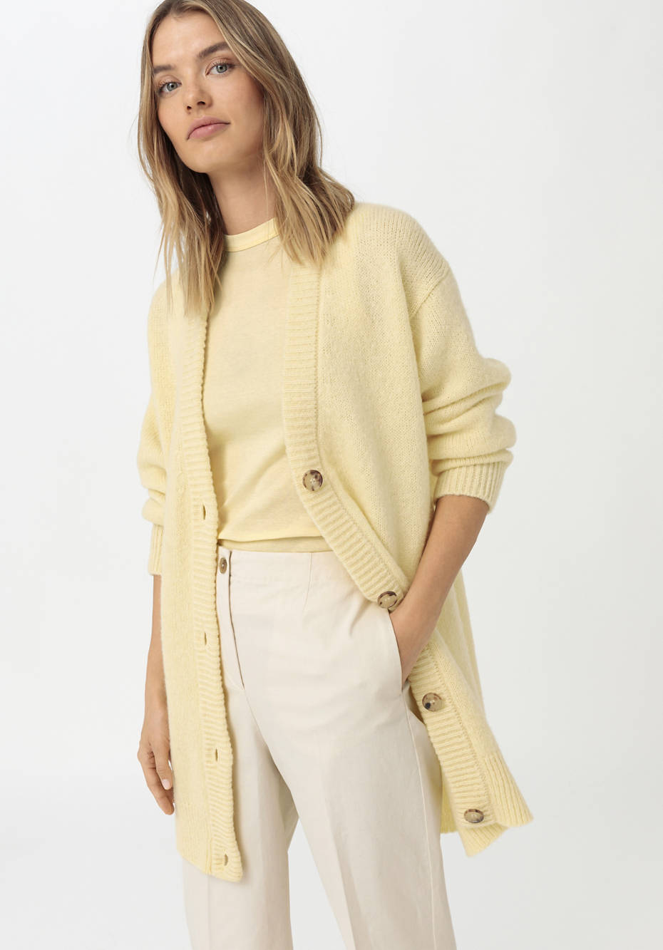 Strickjacke aus Alpaka mit Seide und Mohair