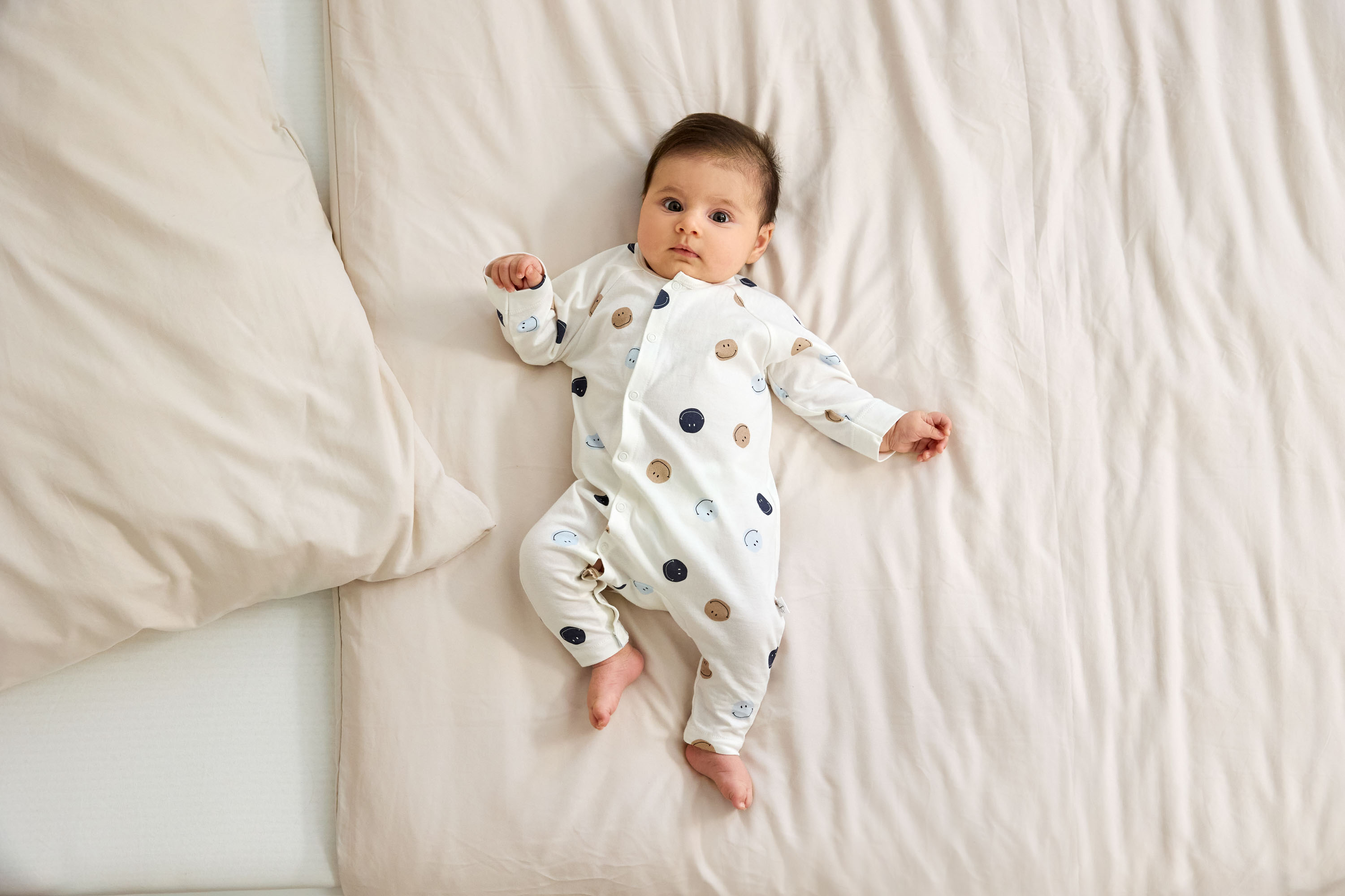 Baby Schlafoverall - Bio Baumwolle, Smile, Milky