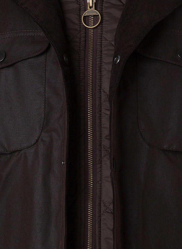 Barbour, Fieldjacket Ogston, Baumwolle gewachst, dunkelbraun