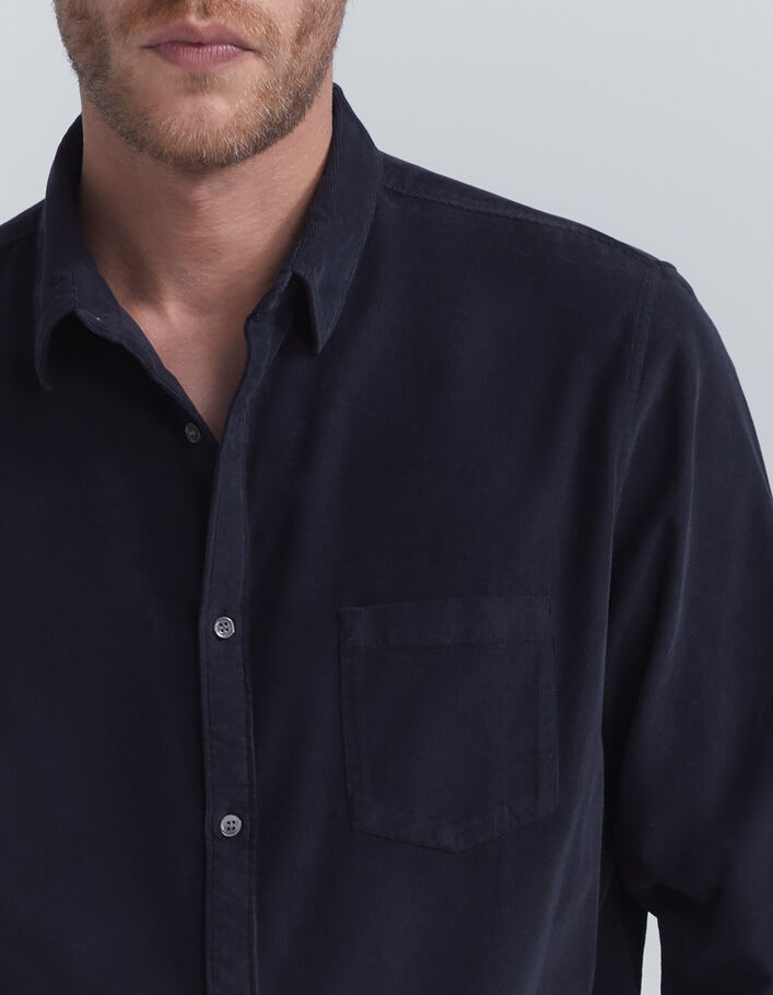 Chemise REGULAR marine en velours milleraies Homme