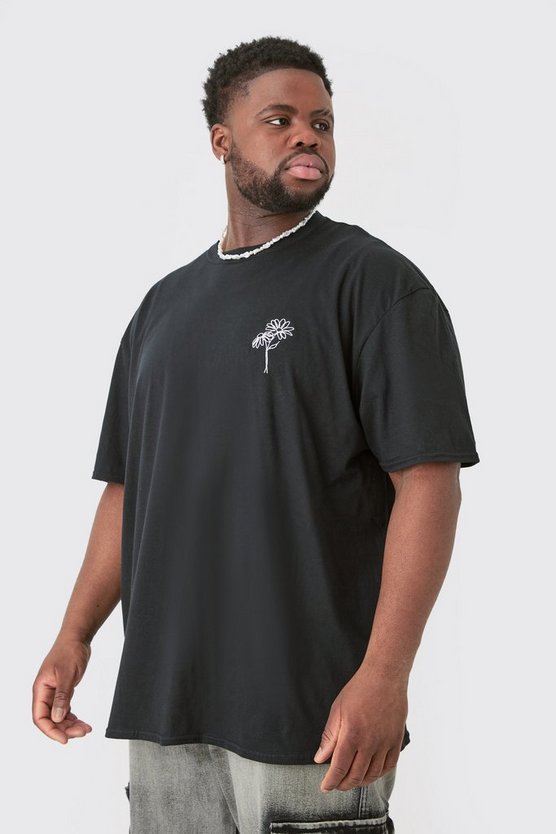 Plus Oversize T-Shirt mit floraler Stickerei