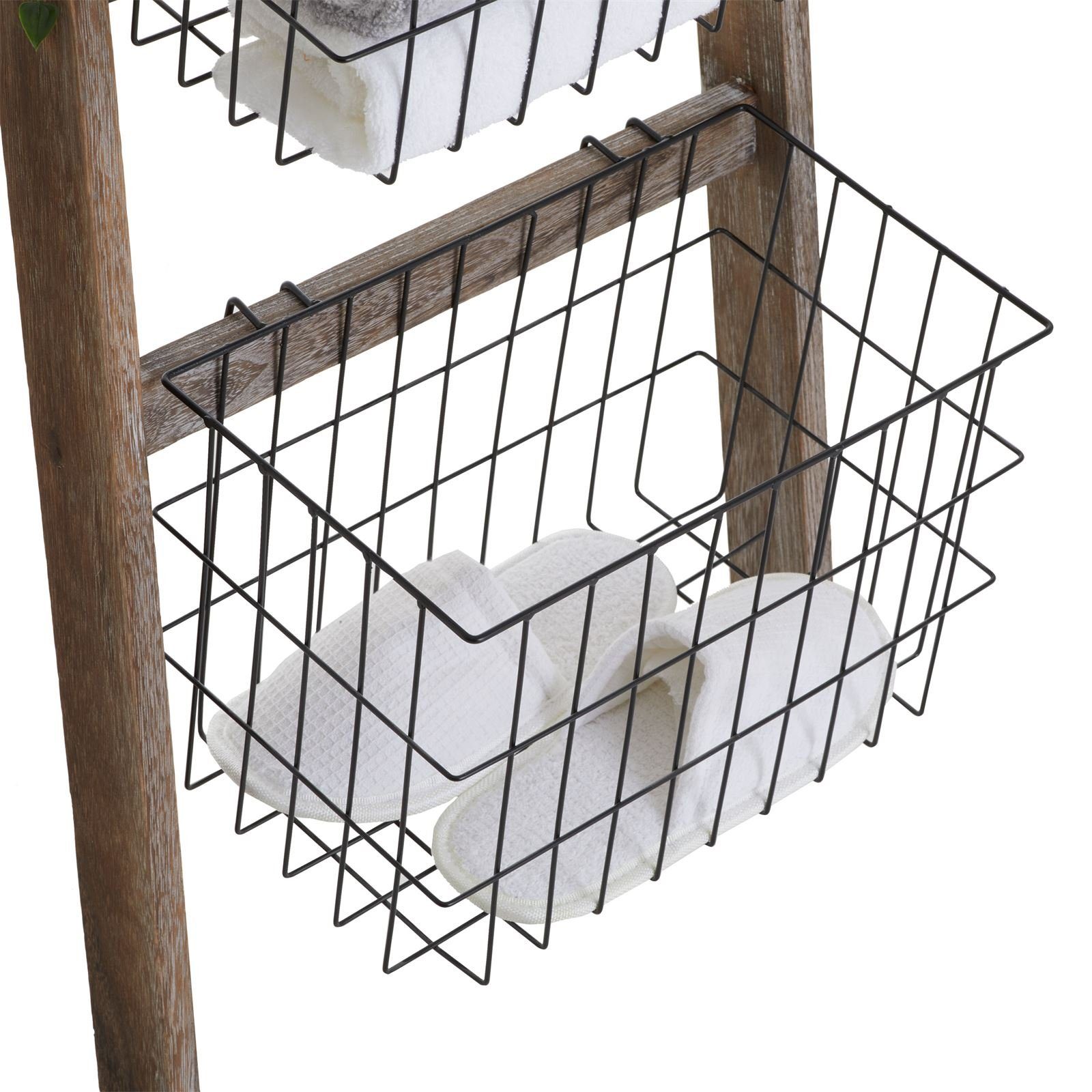 CARO-Möbel Dekoleiter FLORISTA, Leiterregal Dekoleiter für Garten Wohnzimmer Blumenleiter mit 4 Metal