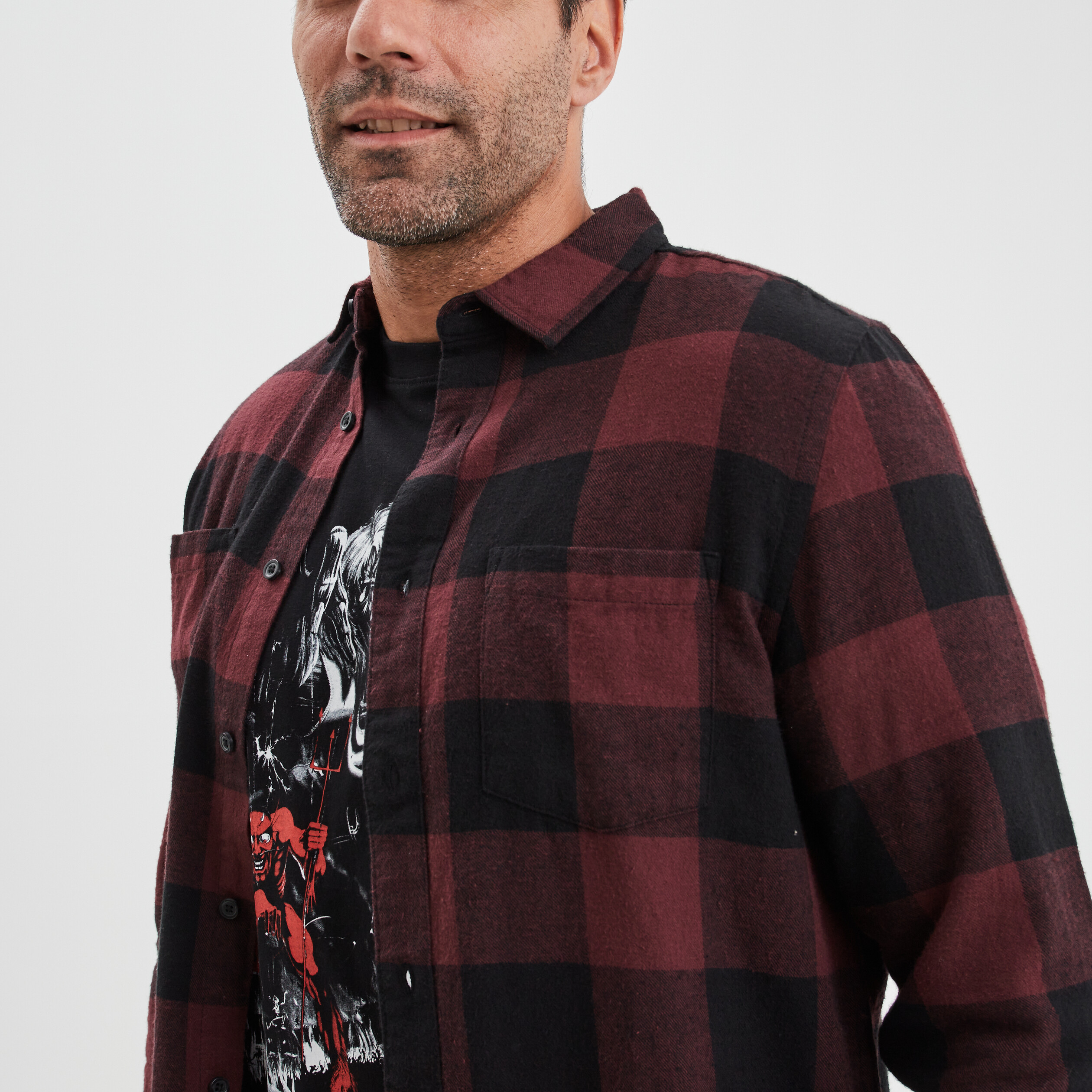 Chemise droite manches longues bordeaux homme | La Halle