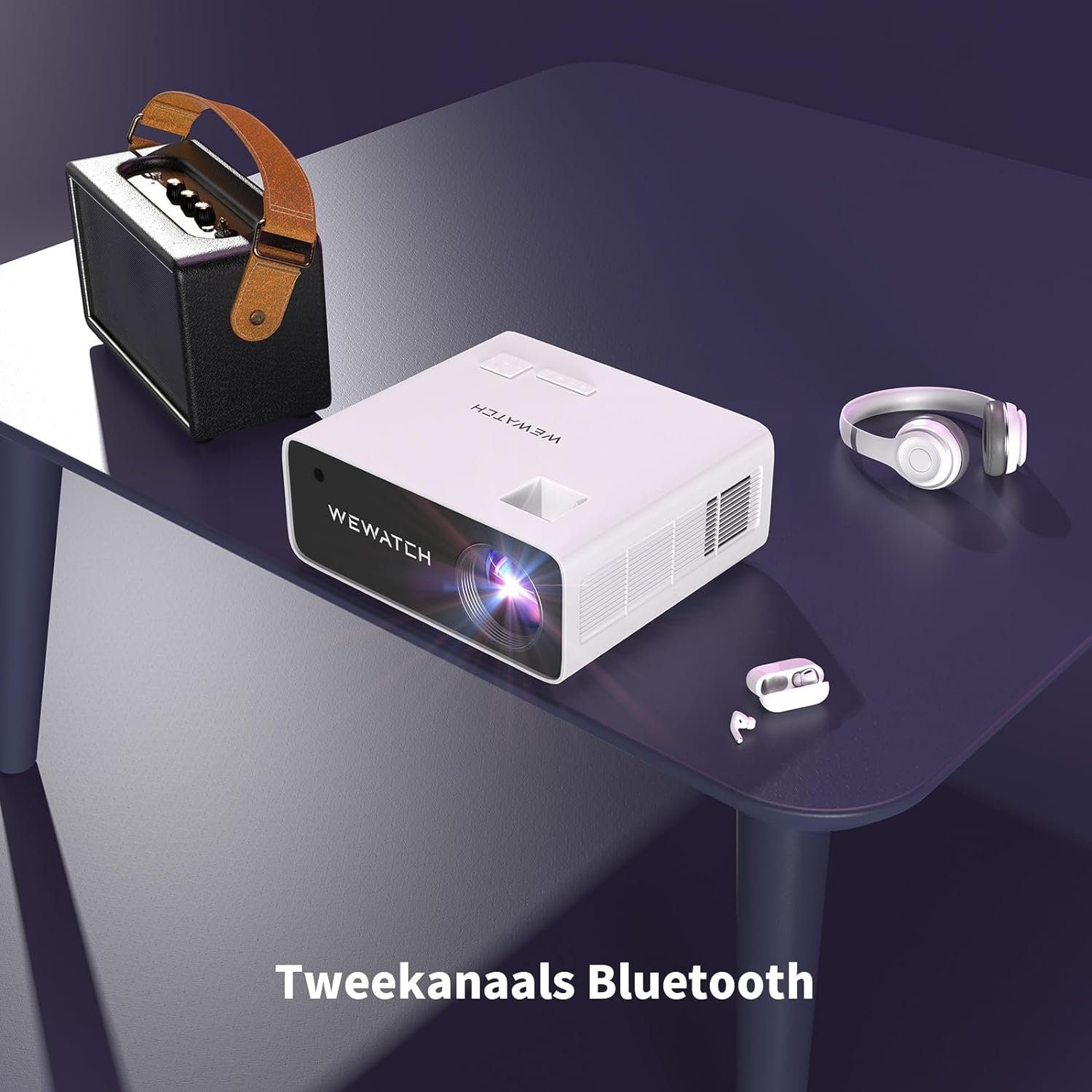 WEWATCH Portabler Projektor (20000:1, 3840 x 2160 px, Beamer 5G WiFi Bluetooth, Full HD 1080P, 4K Heimkino 19000L Fire Stick)