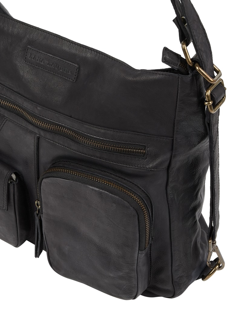 Hobo Bag aus Leder Modell 'Manu' in schwarz
